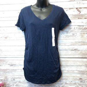 MATERNITY Ruched Navy Blue Short Sleeve Tee